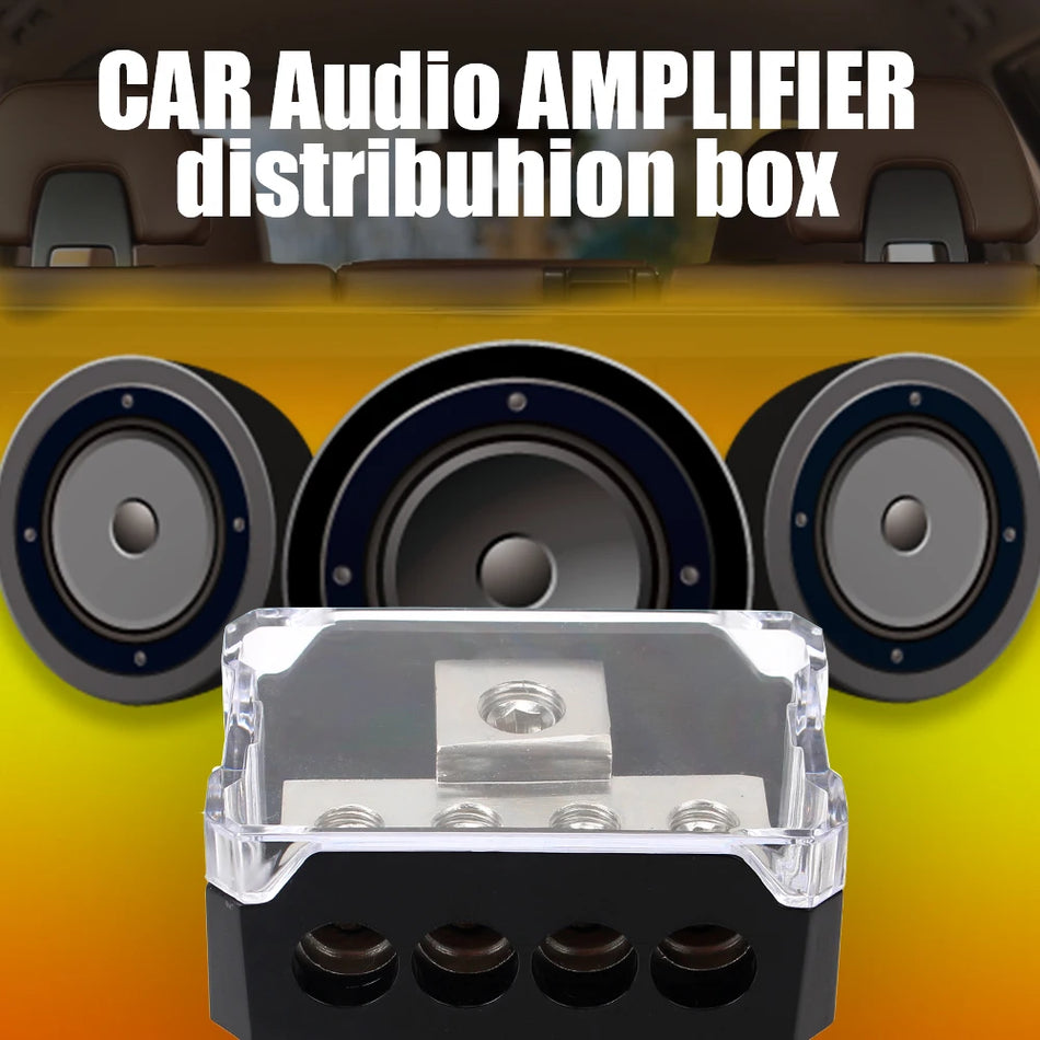 26014 Car Audio Power Distribution Block, 4-Gauge, 4-Way With Ground Case