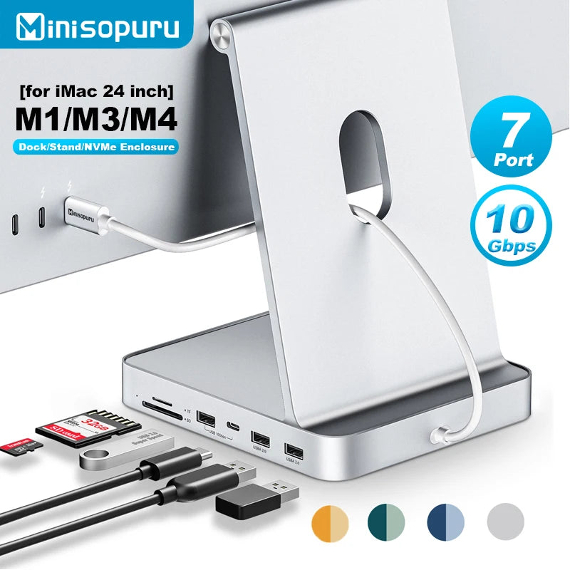 Hub USB C Minisopuru per iMac 24 pollici 2021 2023 7 porte