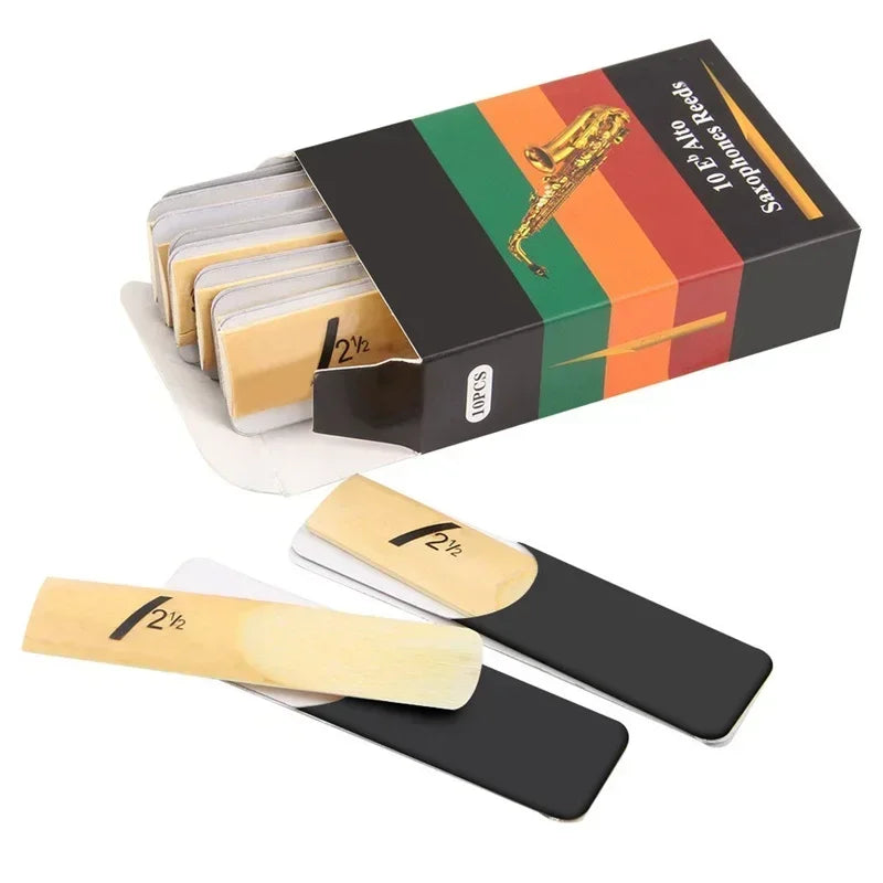 10 Piece Alto Saxophone Reeds Set With Whistle Strengths 1.5 To 4.0