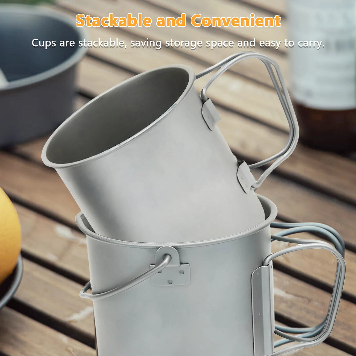 Camp Cup Ti Cup Folding Handle Set 450 750ML &ndash; Lightweight