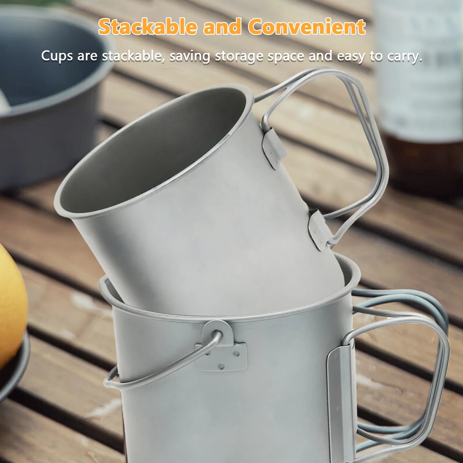 Camp Cup Ti Cup Folding Handle Set 450 750ML &ndash; Lightweight