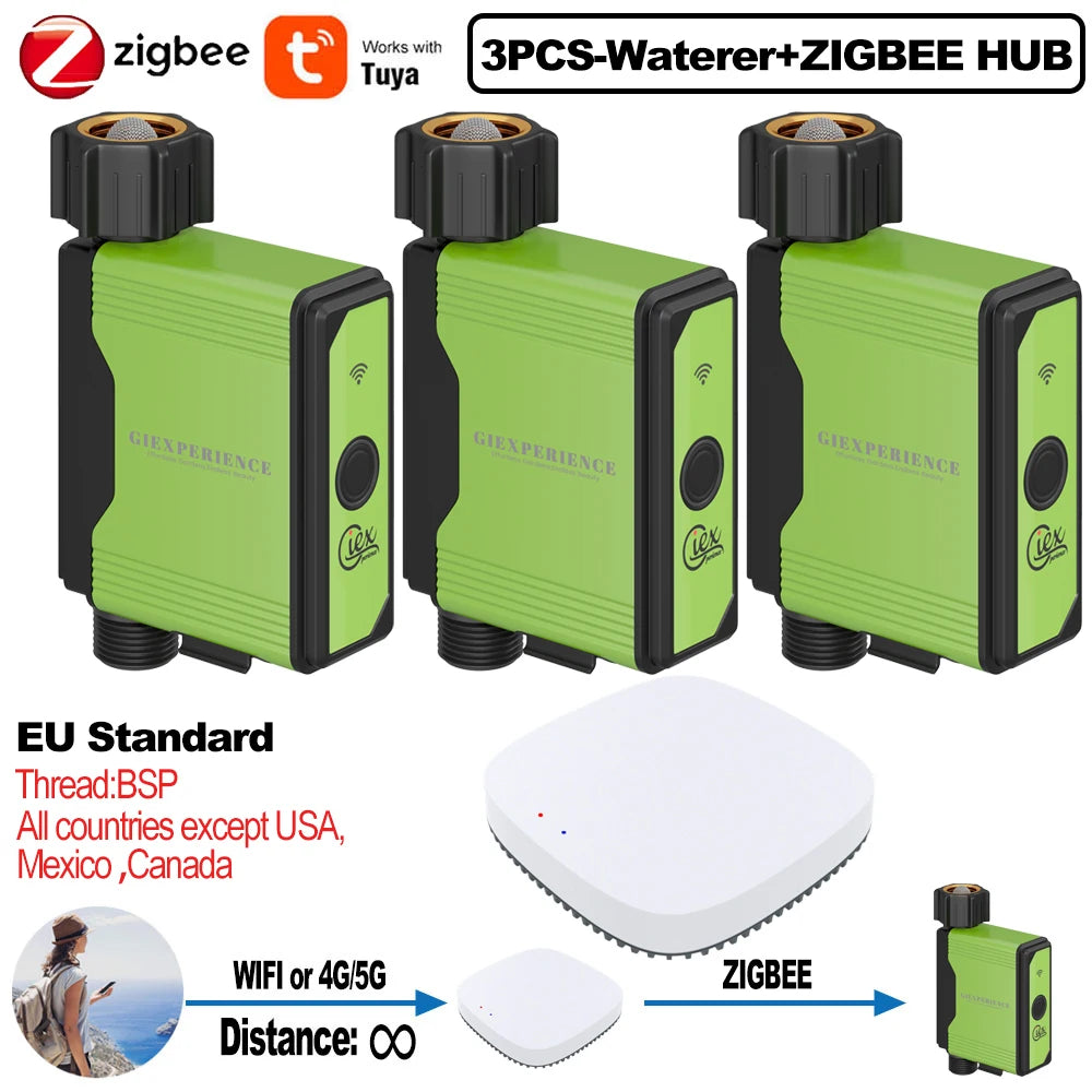 ZIGBEE WIFI Garden Watering Timer with Smart Sprinkler System - TUYA Compatible 3PCS-GX02-HUB-EU
