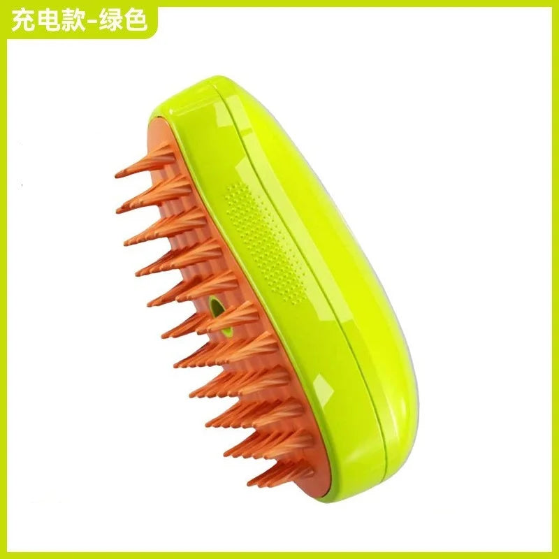 3-in-1 Cat and Dog Steam Brush for Grooming and Massage Green