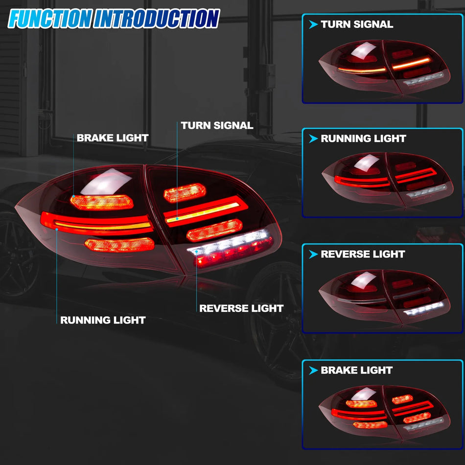 Lumini Spate LED Porsche Cayenne 958 92A cu Semnalizatoare Roșii Secvențiale
