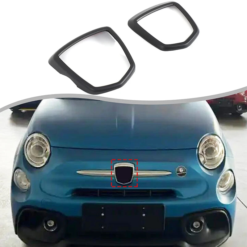 Anillo adhesivo frontal de logotipo de fibra de carbono ABS para Abarth 595