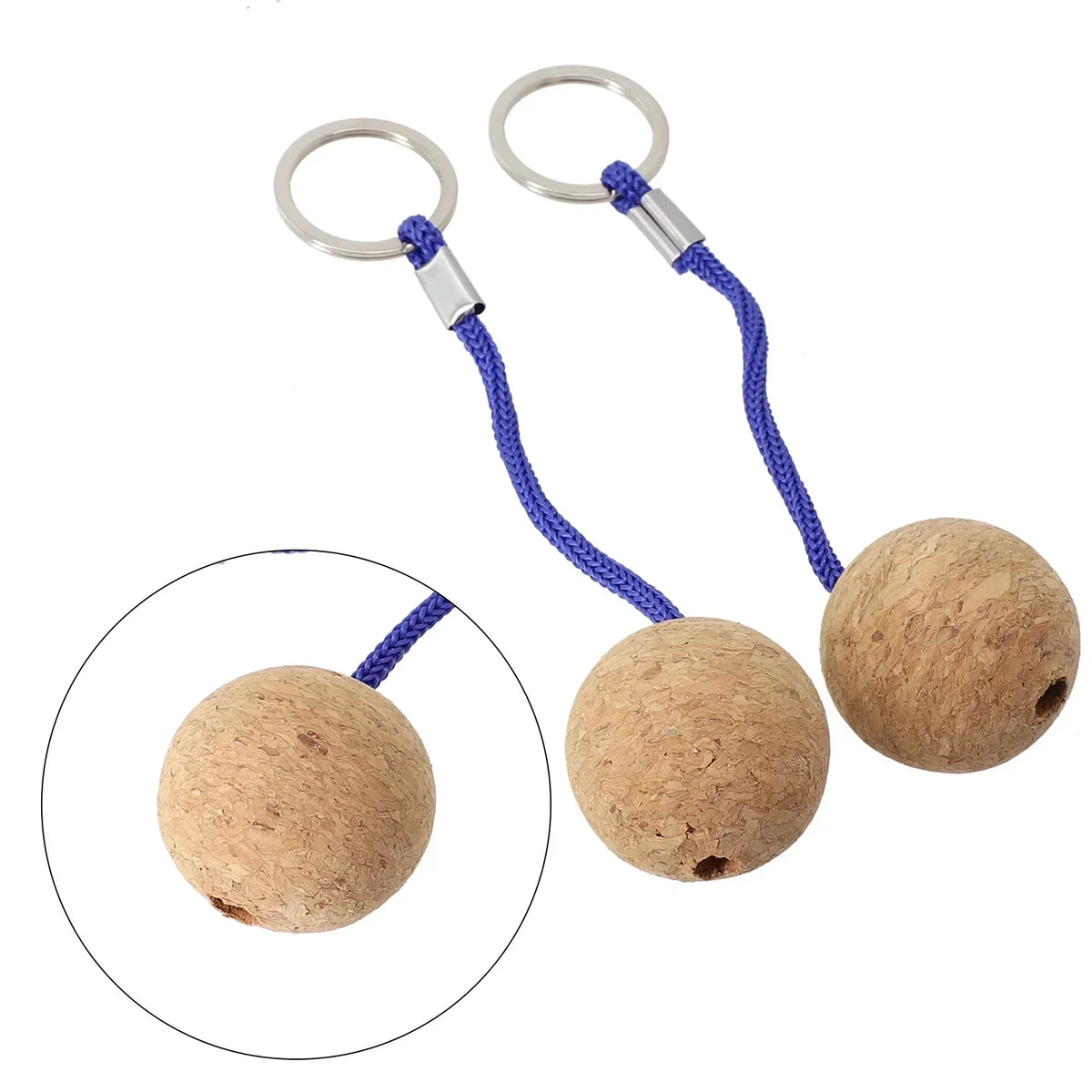 Ultraweight Floating Cork Ball Key Ring - 2pcs Kayak Keychain Blue / CN (Origin)