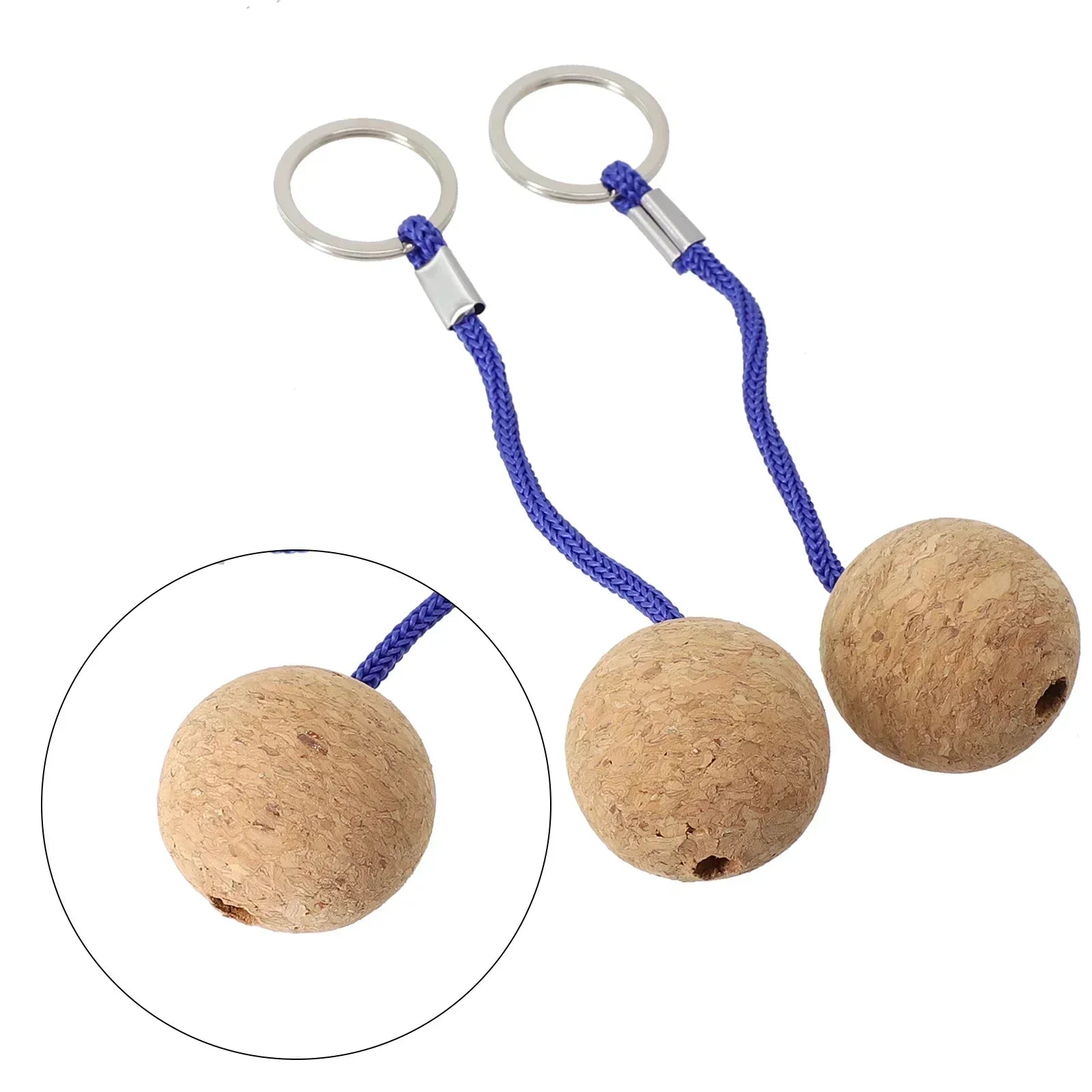 Ultraweight Floating Cork Ball Key Ring - 2pcs Kayak Keychain Blue / CN (Origin)
