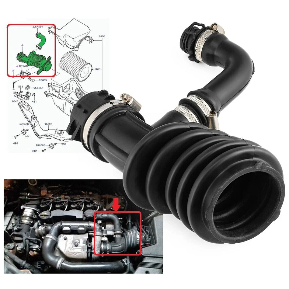 Tubo di Aspirazione Aria per Ford Focus C-Max MK2 1.6 TDCi EPDM Nero Sostituzione Diretta Aftermarket