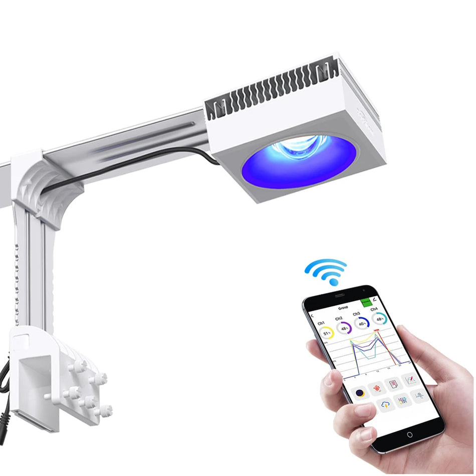 PopBloom WiFi Luce LED per Acquari per Acqua Salata con Spettro Completo da Clip