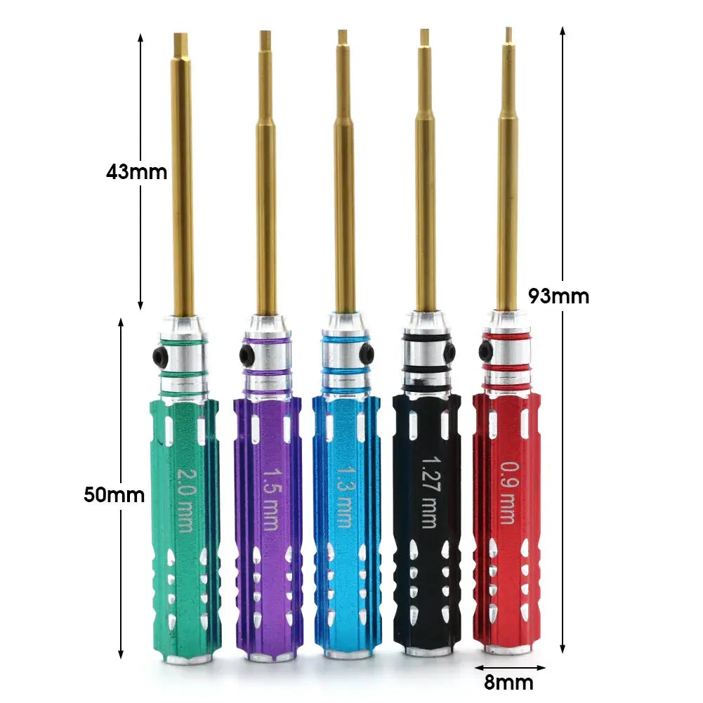 5pcs/set RC Mini 0.9mm 1.27mm 1.3mm 1.5mm 2.0mm Hex Screw Driver Set Titanium Screwdriver for Axial SCX24 1/24 RC Crawler Truck by InterCyprus Trading Ltd