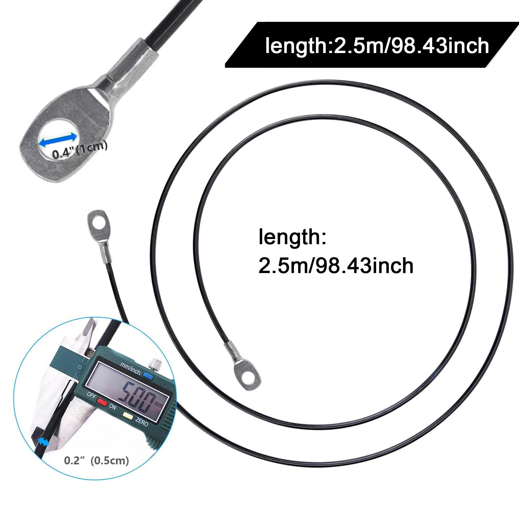 Heavy Duty Fitness Pulley Cable for Home Gym - 98/118 Inch, Durable Accessory 2.5m