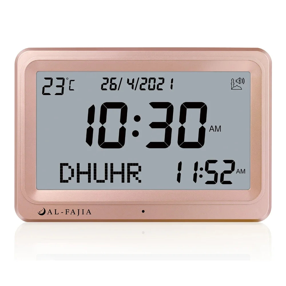Larger LCD Azan Clock &ndash; Multi-Language Prayer Alerts golden