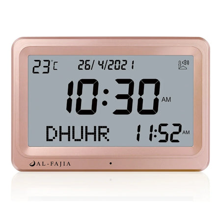 Larger LCD Azan Clock &ndash; Multi-Language Prayer Alerts golden