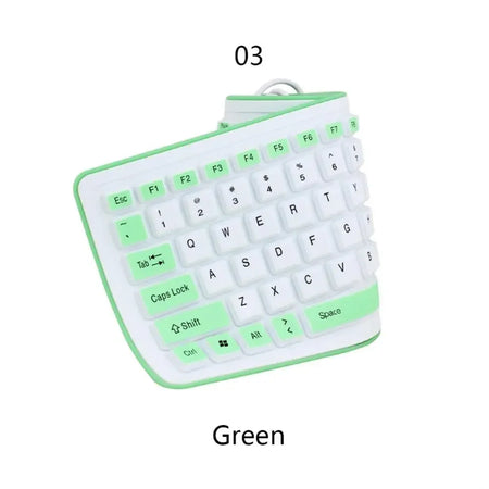 Portable Silicone Roll Up Keyboard &ndash; Ultra Quiet Waterproof Green
