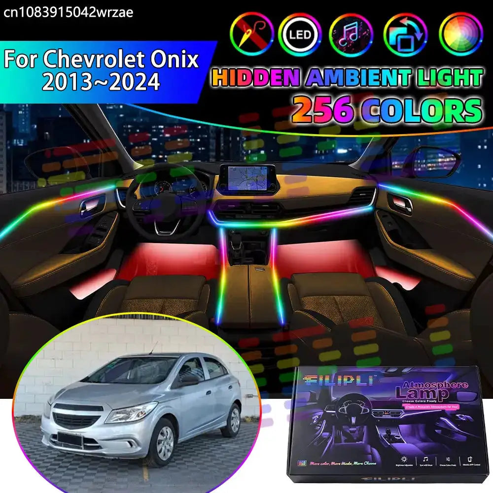 For Chevrolet Onix 2013~2024 MK1 2014 2015 RGB Car Interior Ambient Lights Strips Breathing Lighting Kit App Control LED strips by InterCyprus Trading Ltd