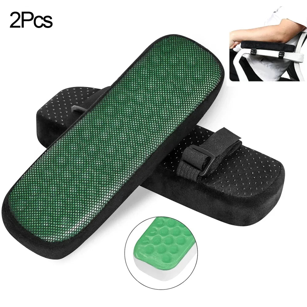1Pair Office Chair Arm Pads &ndash; Premium Memory Foam with Cooling Gel Top 2pcs-gel grid