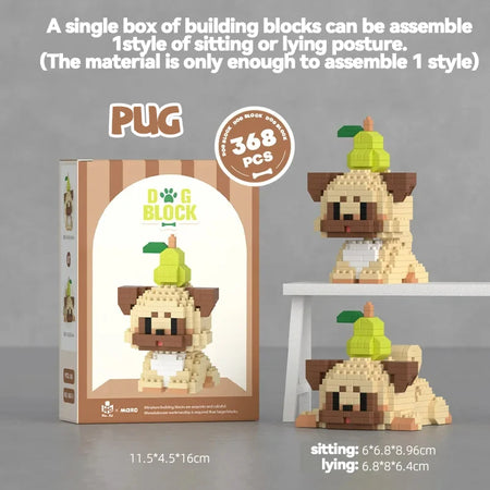 Cute Dog Building Blocks Set &ndash; Ideal Table Decor Gift PUG