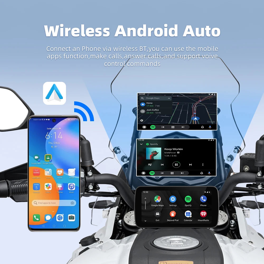 EKIY 6.25 Inch Wireless CarPlay Moto Android Auto &ndash; Portable Motorcycle Navigation Display