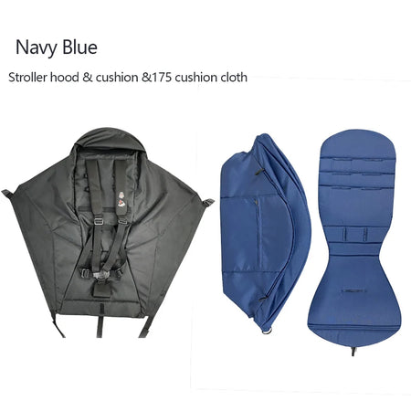 3-Piece Stroller Accessory Set: Canopy Cover &amp; Cushion for Babyyoya Navy Blue 01