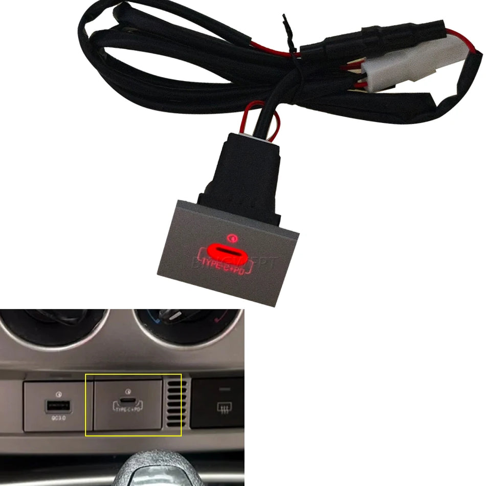 Ładowarka USB do samochodu PD Szybkie Ładowanie QC3.0 z przyciskiem do Forda Focusa 2 MK2