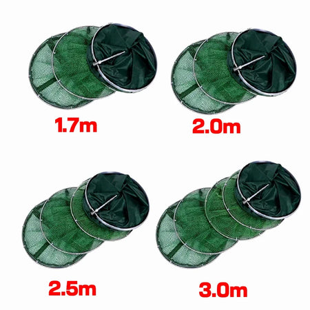 Folding Fishing Net - Durable Shrimp &amp; Crab Catcher with Stainless Steel &amp; Nylon