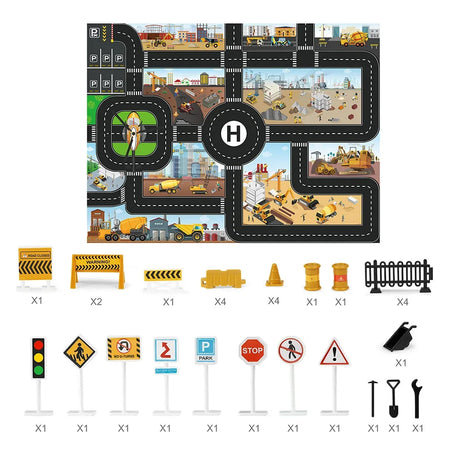 Coolplay City Road Map Mat &ndash; Interactive Traffic Play Area for Kids Map A - Sign 3