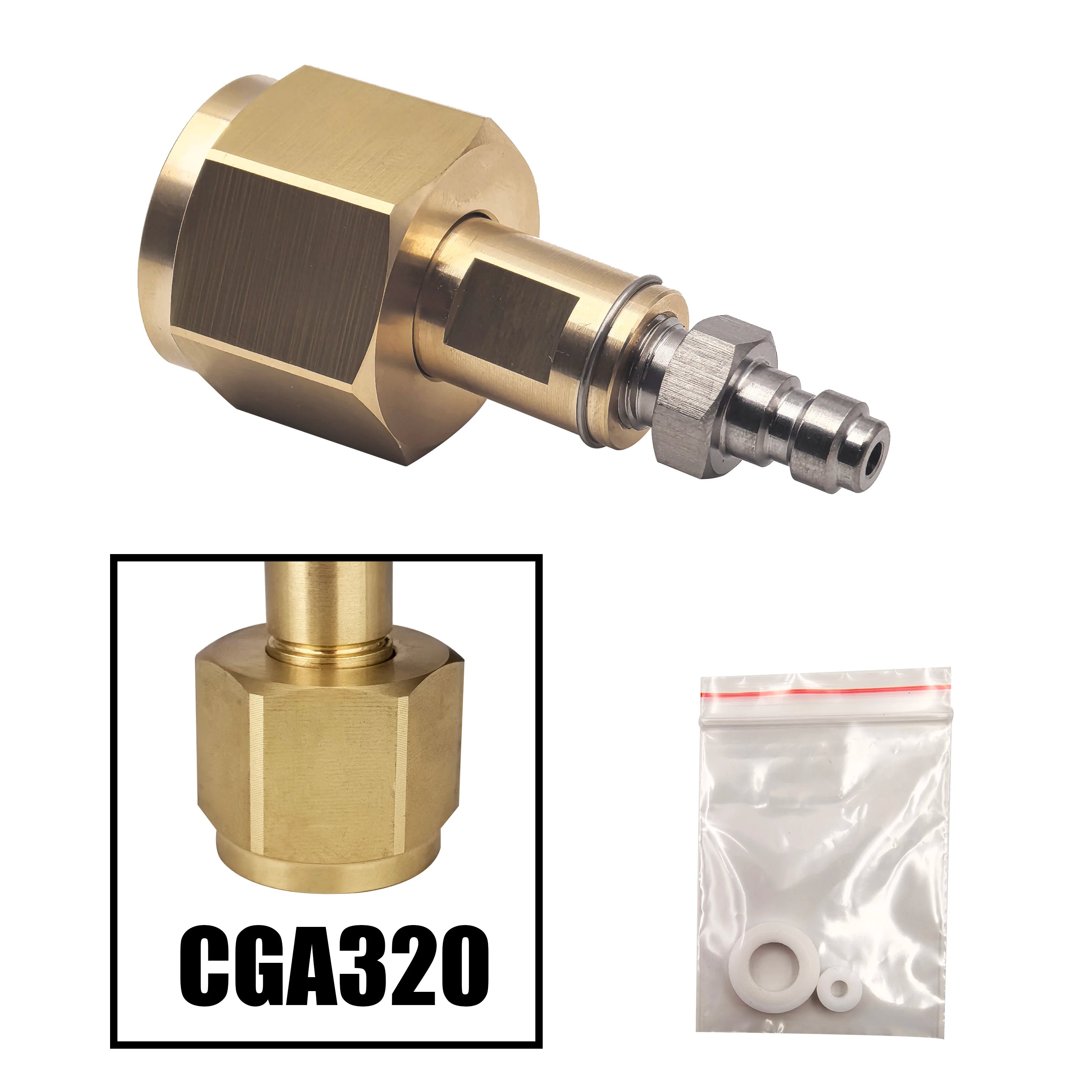 CO2 Tank CGA320 Fitting 8mm Quick Disconnect - Solid Copper CGA320 Male