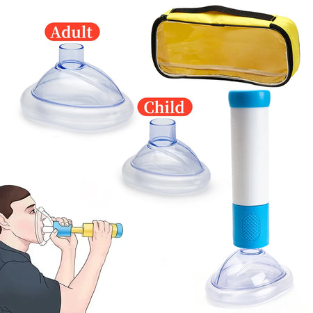 CPR First Aid Device &ndash; Essential Anti-Choking Rescue Mask Blue with bag