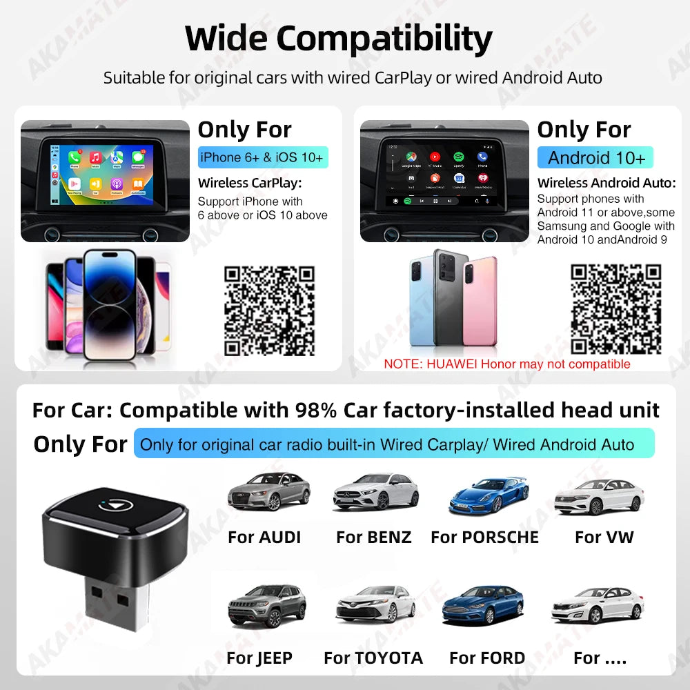 CarPlay Adapter Wireless Android Car Dongle - 2in1 Plus