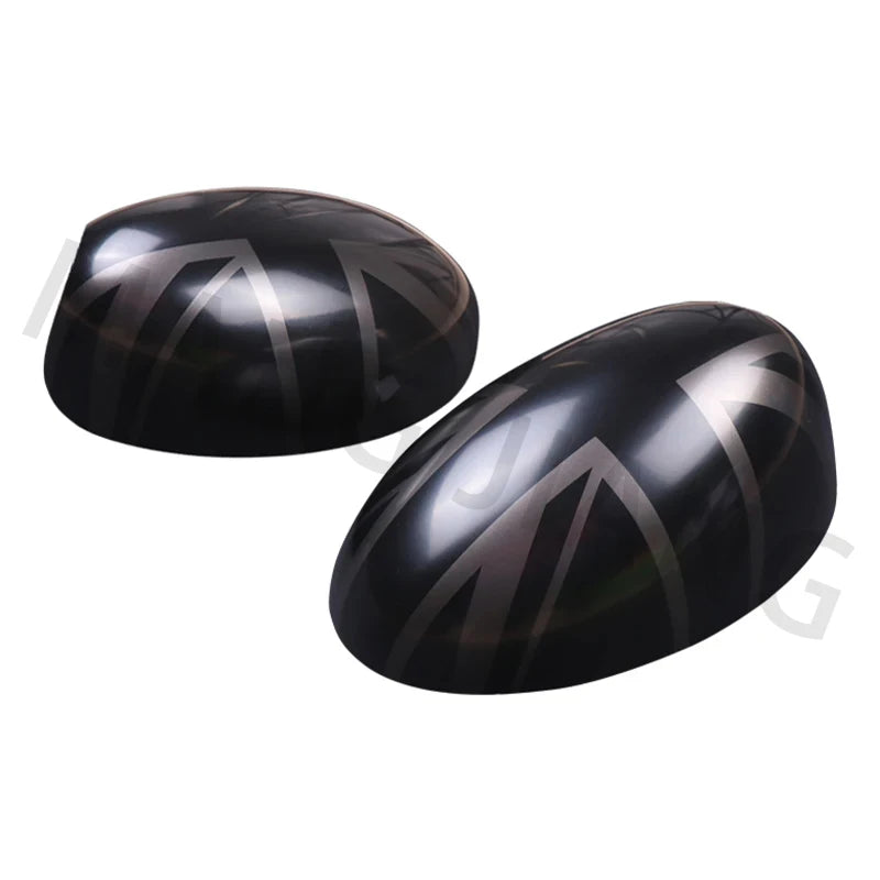 Mini Cooper R50 R52 R53 Black Flag Rear View Mirror Covers - 2PCS Decorative Accessories