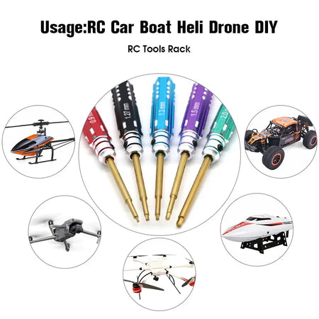 5pcs/set RC Mini 0.9mm 1.27mm 1.3mm 1.5mm 2.0mm Hex Screw Driver Set Titanium Screwdriver for Axial SCX24 1/24 RC Crawler Truck by InterCyprus Trading Ltd