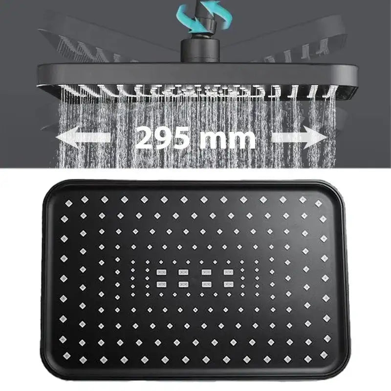 Rainfall Shower Head Big Panel Large Flow Supercharge Ceiling Mounted Shower head 360 Rotation High Pressure ABS Bathroom Faucet