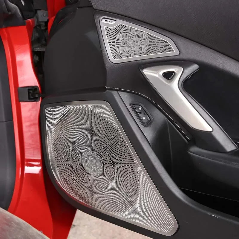 4Pcs Nerūdijančio Plieno Sidabrinė Durų Garsiakalbio Grotelės Lipdukas Z06