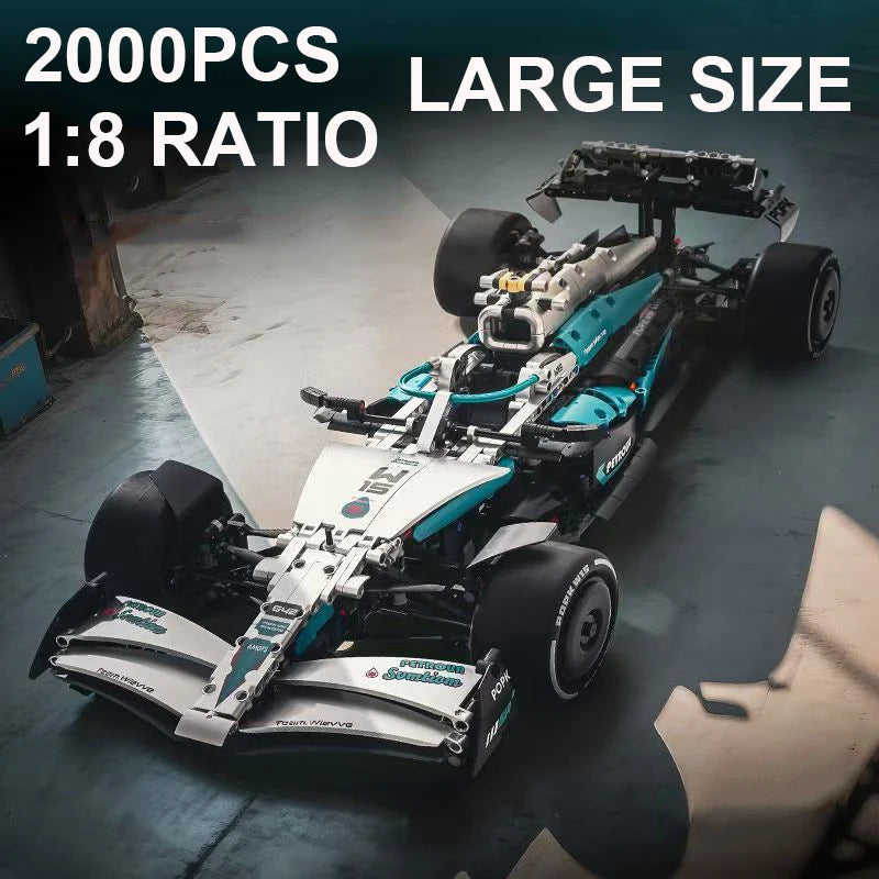 Set de blocuri de construcție pentru mașină de curse Formula, 2000 de piese, kit de model la scară 1:8