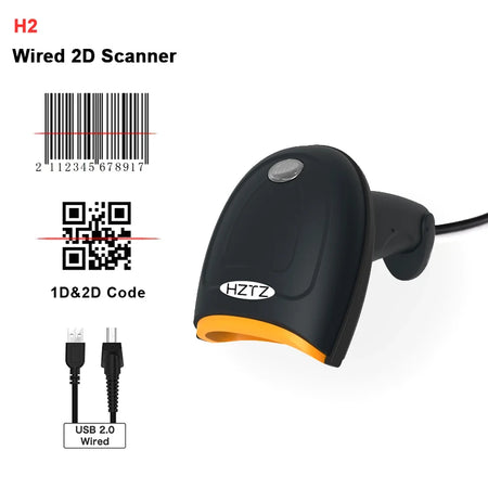 HZTZ Wireless 2D Barcode Scanner H1 H1W &ndash; Long Range H2 wired 2D