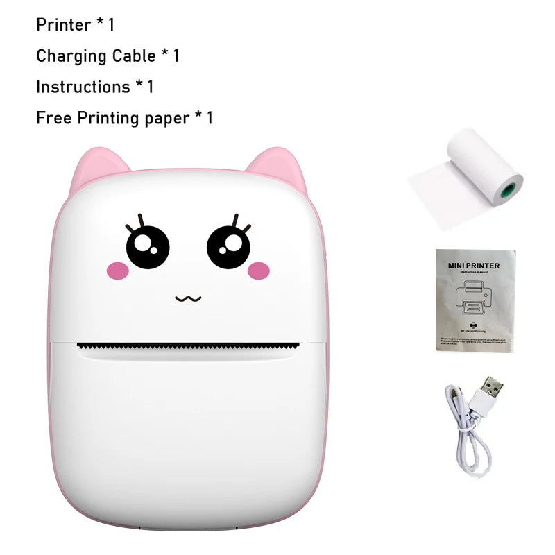 Mini Pocket Printer 57mm - Wireless Bluetooth 200dpi Pink Printer