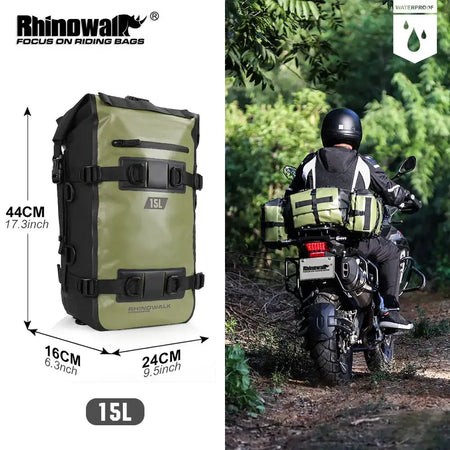 Rhinowalk Motorcycle Back Seat Bag 100% Waterproof Dry Tail Bag Cycling Backpack 8L/15L/30L For Long Distance Saddle Pack 1 PC by InterCyprus Trading Ltd