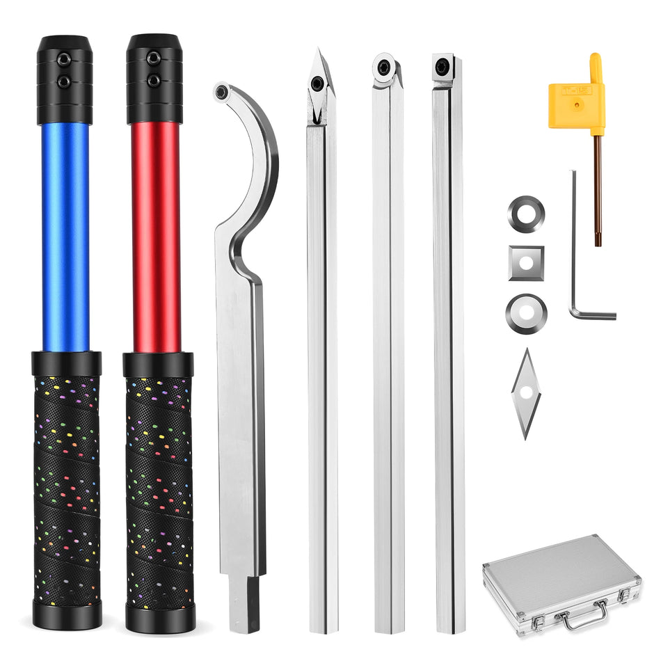 Juego de Herramientas de Torneado de Madera de Carburo 4 en 1 con Caja para Carpintería