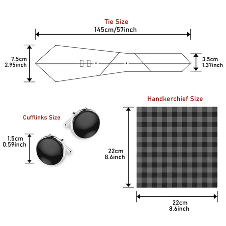 VanGise Blue Dot Tie Set with Pocket Square and Cufflinks for Men