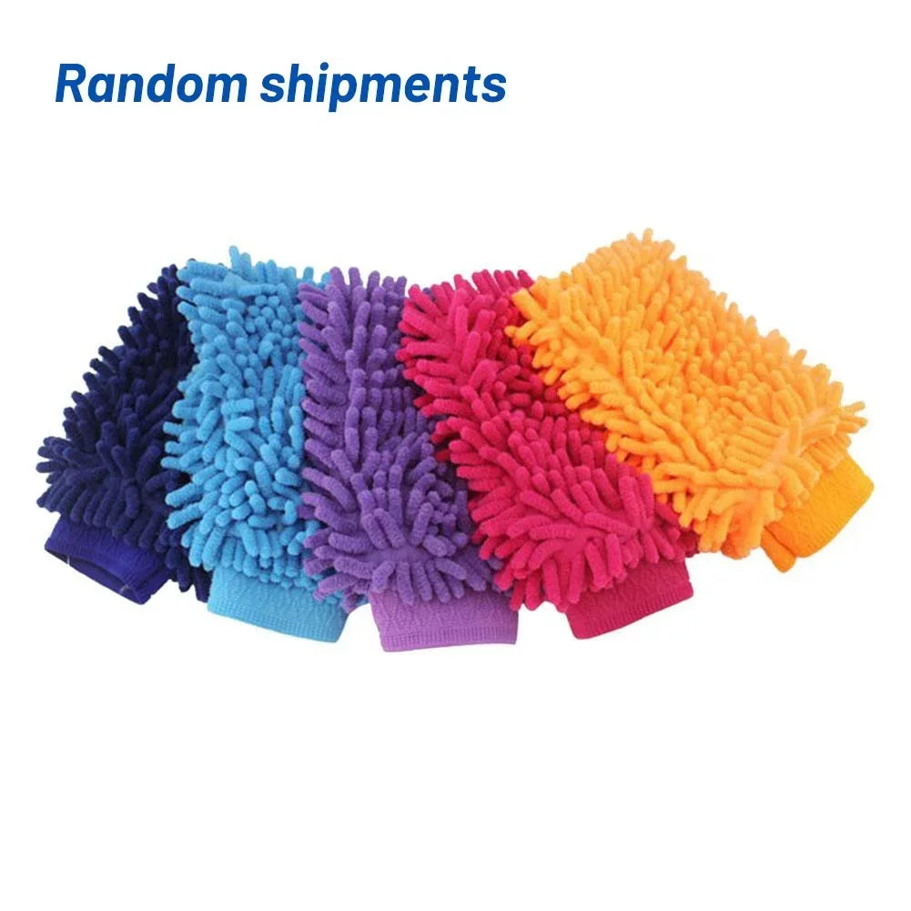 Chenille Coral Fleece Car Wash Gloves - Scratch-Free Cleaning Mitt