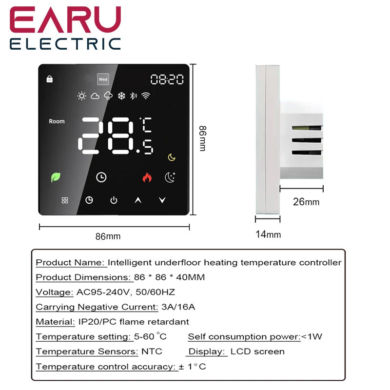 🟠 Tuya WiFi Smart Thermostat Electric Floor Heating Trv Water Gas Boiler Θερμοκρασία φωνή τηλεχειριστήριο για το Google Home Alexa