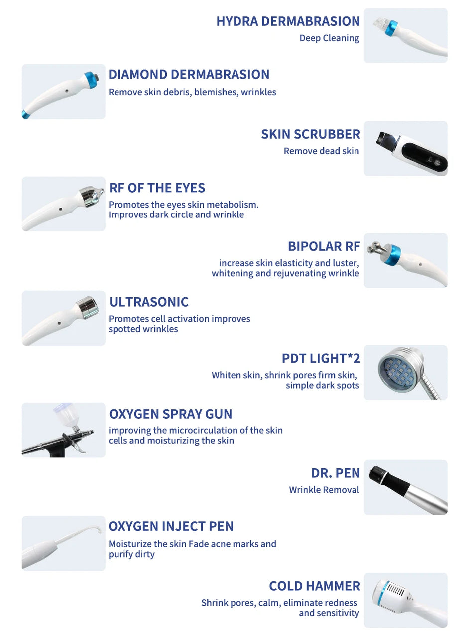 Macchina per il Viso Hydro Oxygen 14In1 con Dermabrasione a Diamante