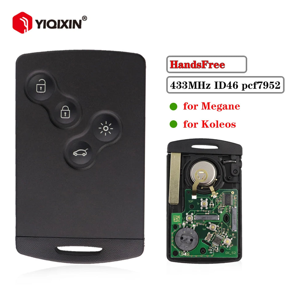 Kaukvõtme asendamine Renault Megane III 433MHz PCF7952A lõikamata tera ABS ja metallkorpus