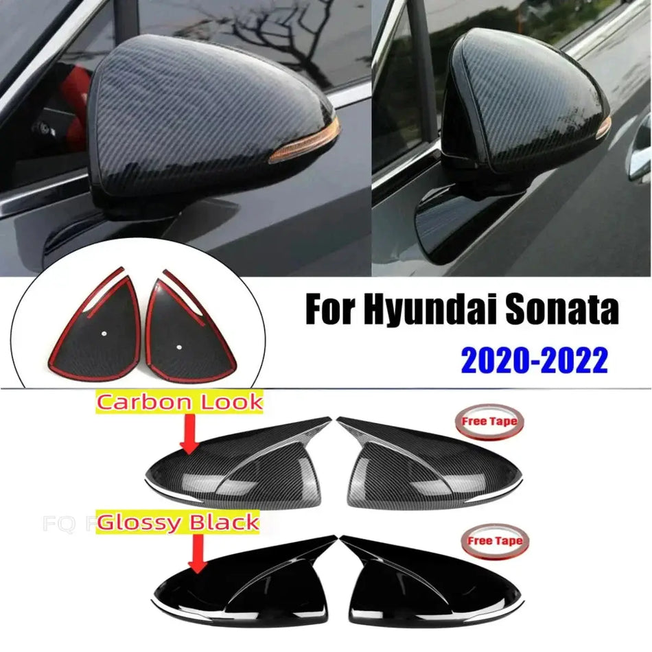 Carbon Fiber Side Mirror Caps for Hyundai Sonata DN8 2020-2022 by InterCyprus Trading Ltd