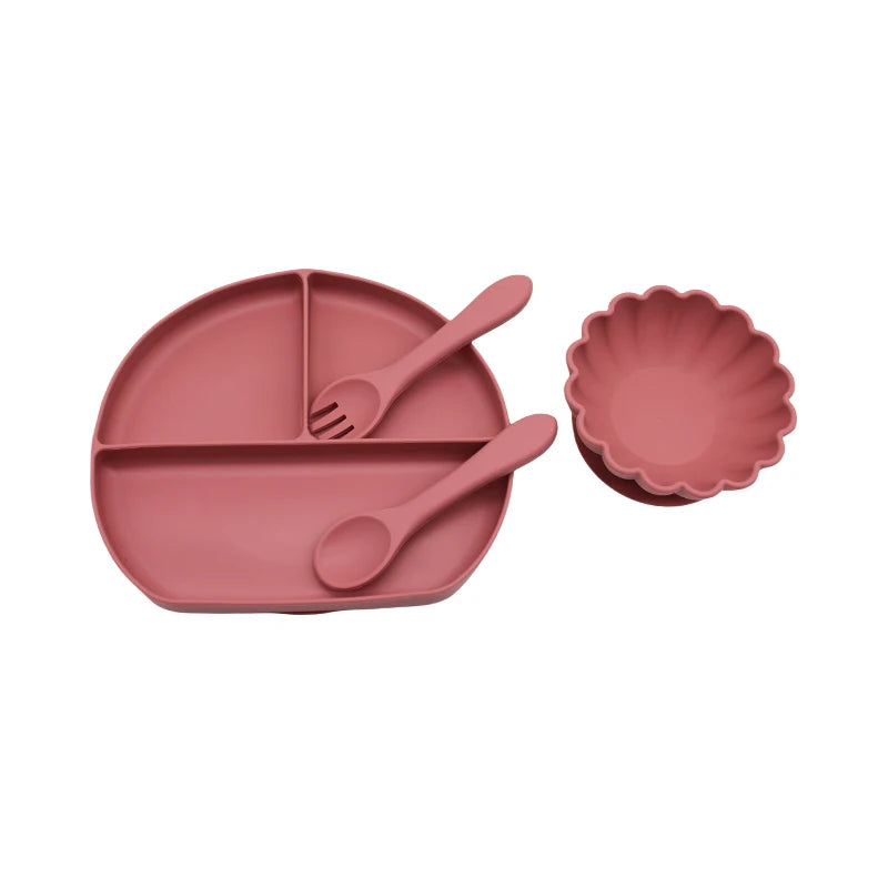 Children's Suction Cup Dinner Plate &ndash; Safe Autonomous Eating Training Wine red