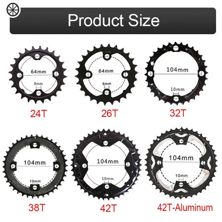 104/64 BCD Bicycle Chainring 24/26/32/38/42t MTB Chain Ring Double/Triple 10Speed Chainwheel for Shimano Crankset by InterCyprus Trading Ltd
