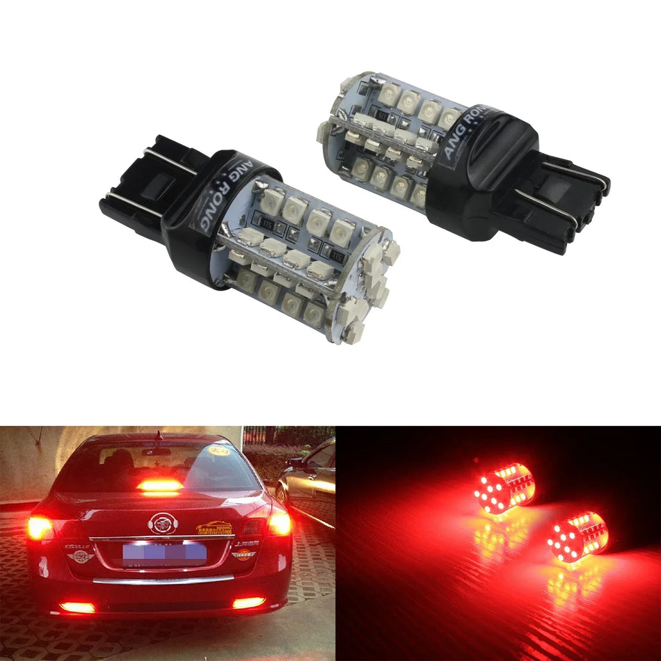 Červené 580 7443 W21/5W LED žárovky pro zadní brzdová světla, 40 SMD