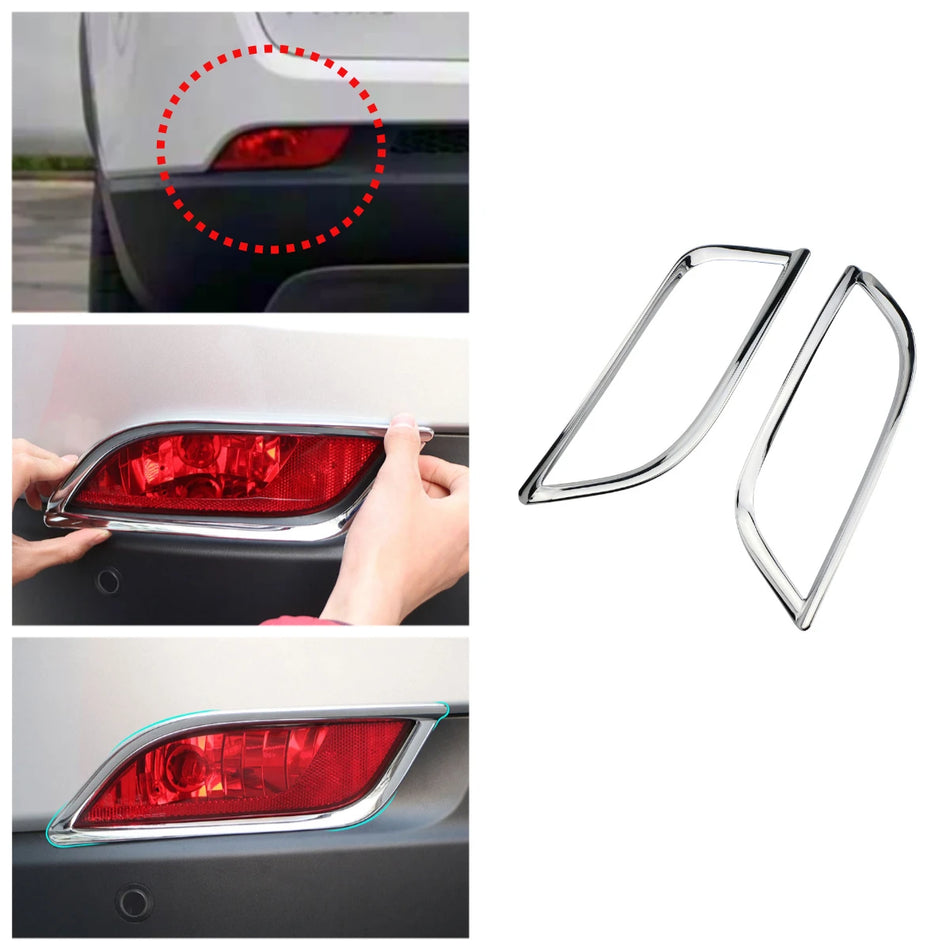 Rear Bumper Reflector Fog Light Cover With Chrome ABS Finish For Jeep Compass, Durable