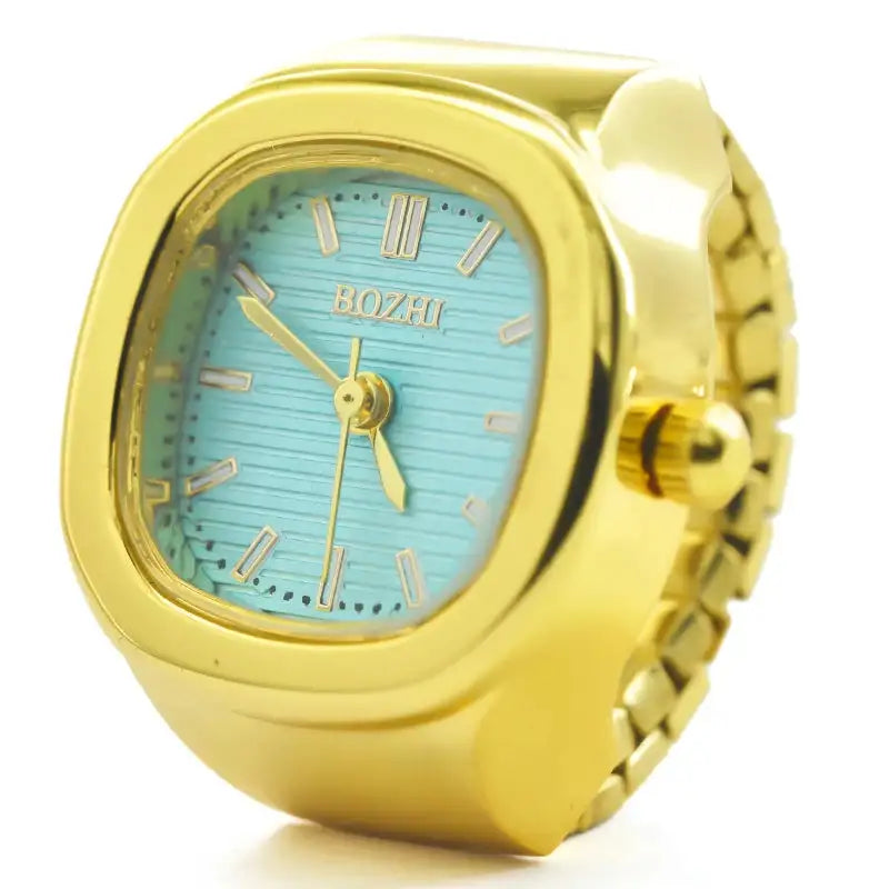 Ring Quartz Watch &ndash; Elegant Design for Couples golden-blue
