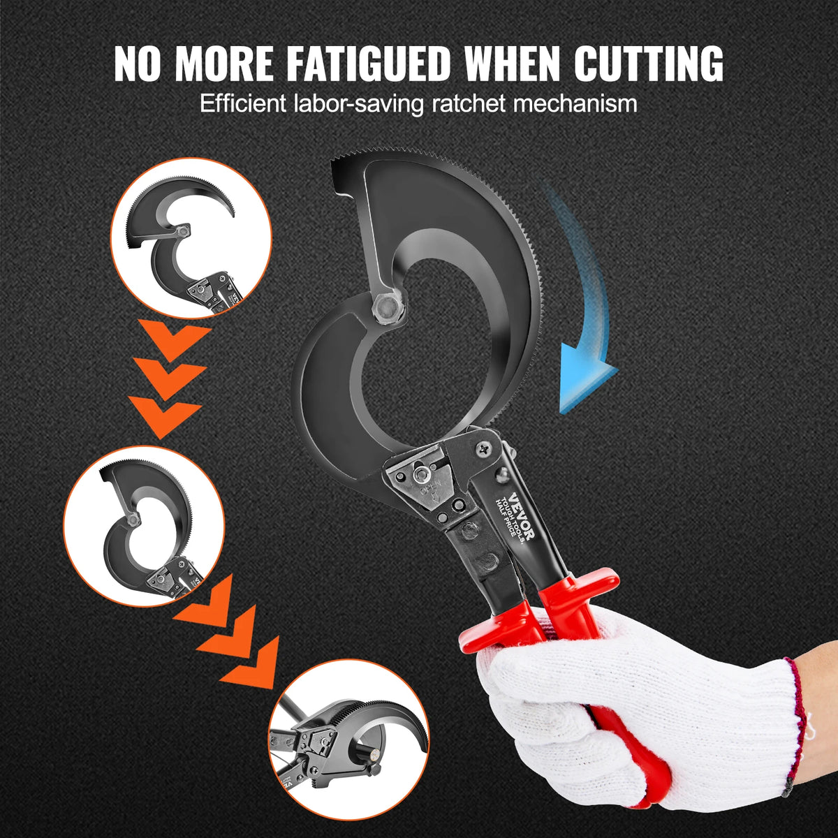 VEVOR 11 Inch Ratcheting Cable Cutter &ndash; Comfort Grip